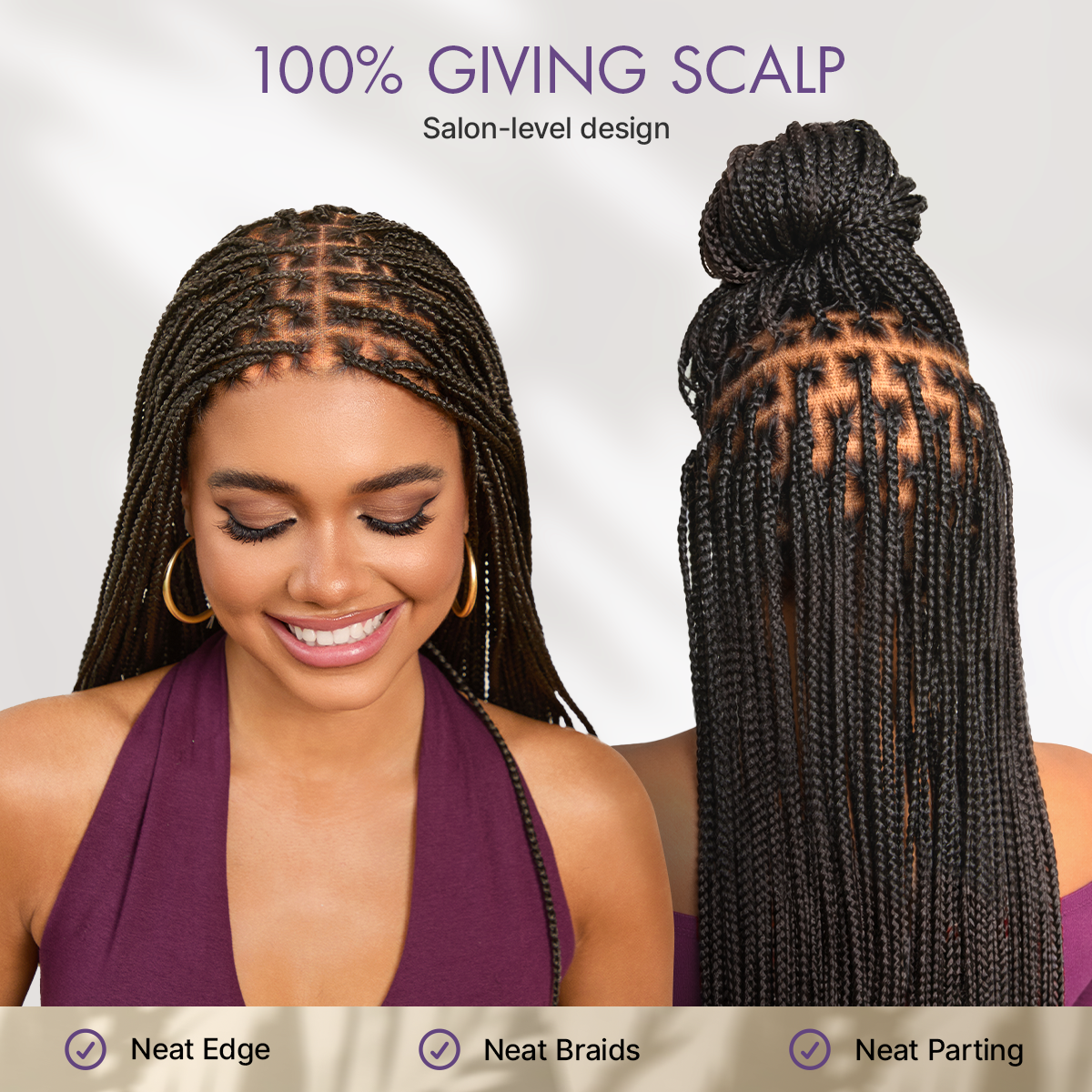 Real Scalp Knotless Braided Wig – Lightweight Glueless Fit - product image 6