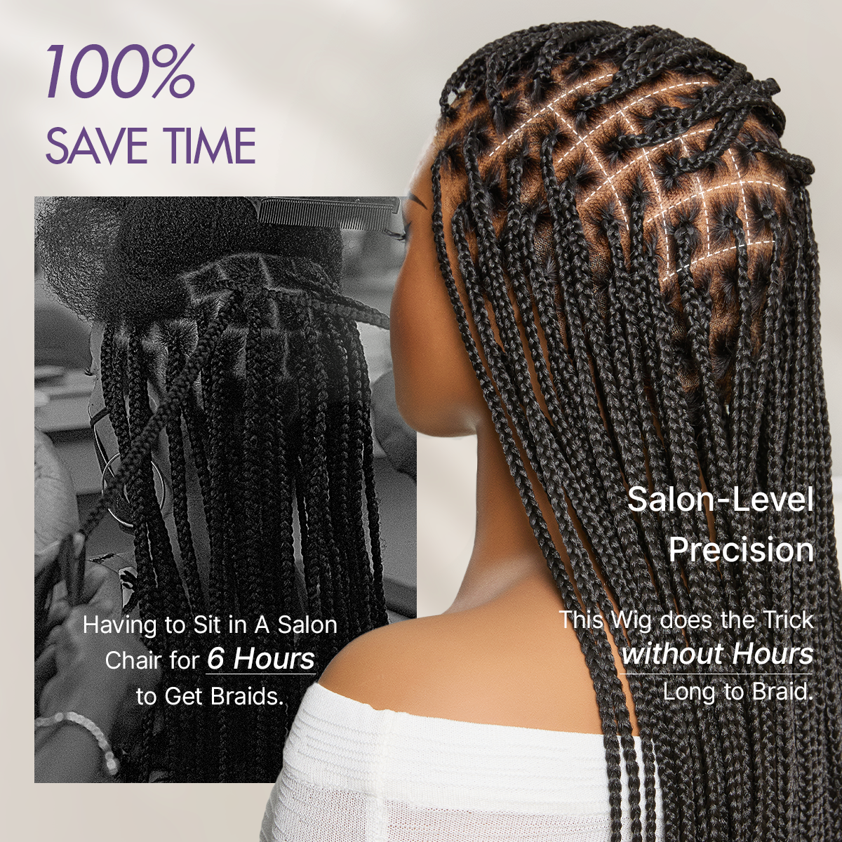 Real Scalp Knotless Braided Wig – Lightweight Glueless Fit - product image 9