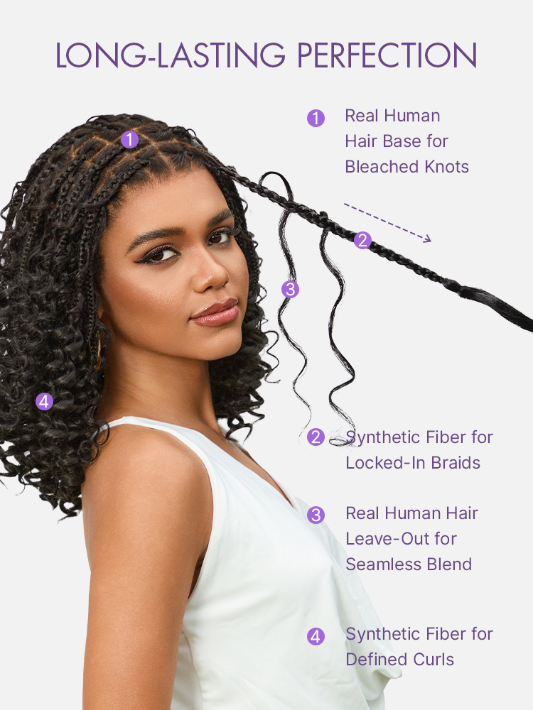 HD Full Lace Knotless Boho Curls Braided Bob Pre-Cut Lace Wig Flexi Fit Invisi Drawstring Cap