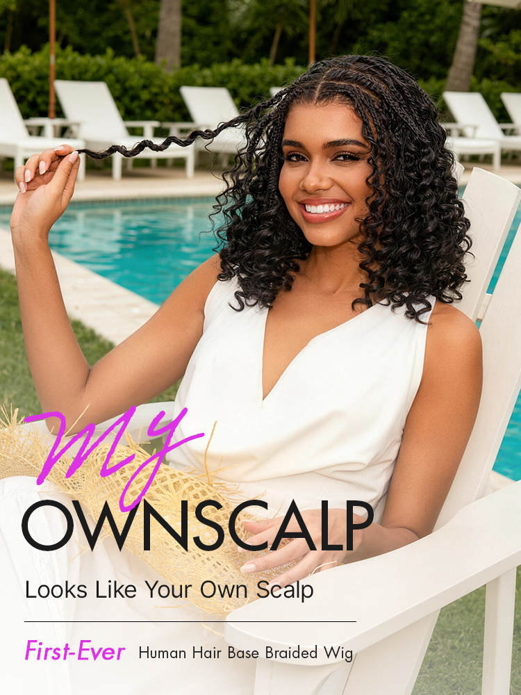 HD Full Lace Knotless Boho Curls Braided Bob Pre-Cut Lace Wig Flexi Fit Invisi Drawstring Cap