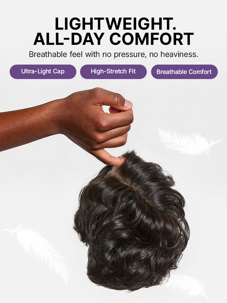New Customers Only | Beginner Friendly Natural Black Lightweight Roll Curl Glueless Minimalist HD Lace Short Pixie Cut Wig Pre Cut Lace