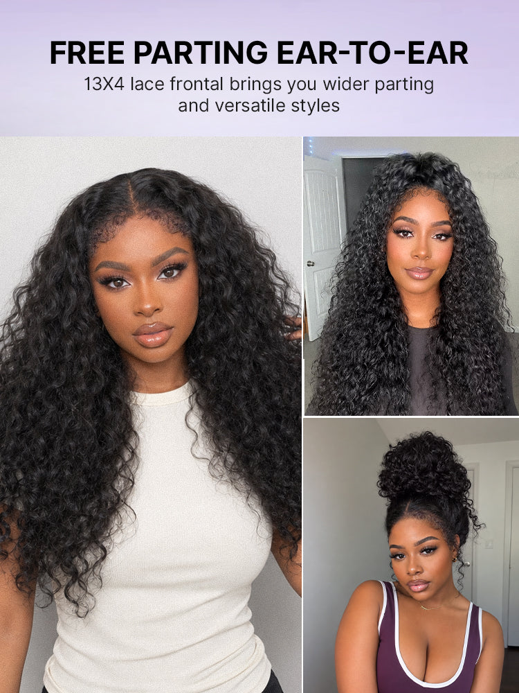 PreMax 180% Density 4C Edges Water Wave Wig 13x4 Frontal Pre-Cut Lace Wig Flexi-Fit Drawstring Cap