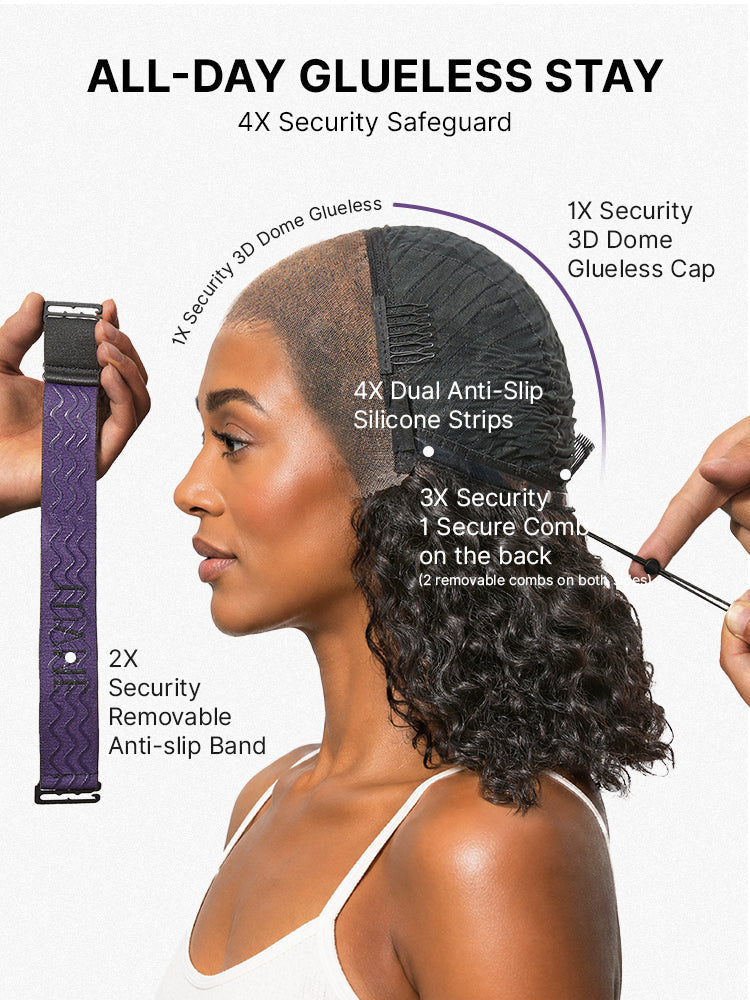 PreMax 180% Density 4C Edges Water Wave Wig 13x4 Frontal Pre-Cut Lace Wig Flexi-Fit Drawstring Cap