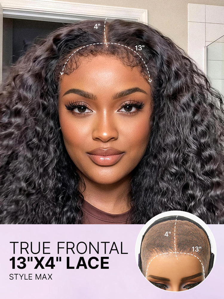 PreMax 180% Density 4C Edges Water Wave Wig 13x4 Frontal Pre-Cut Lace Wig Flexi-Fit Drawstring Cap