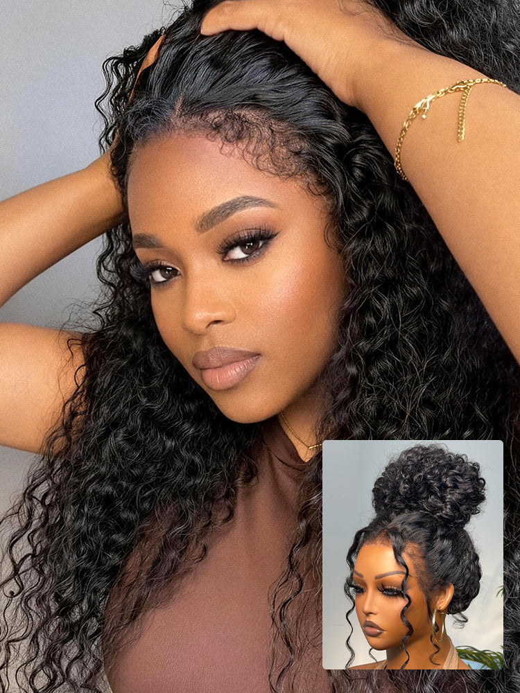 PreMax 180% Density 4C Edges Water Wave Wig 13x4 Frontal Pre-Cut Lace Wig Flexi-Fit Drawstring Cap